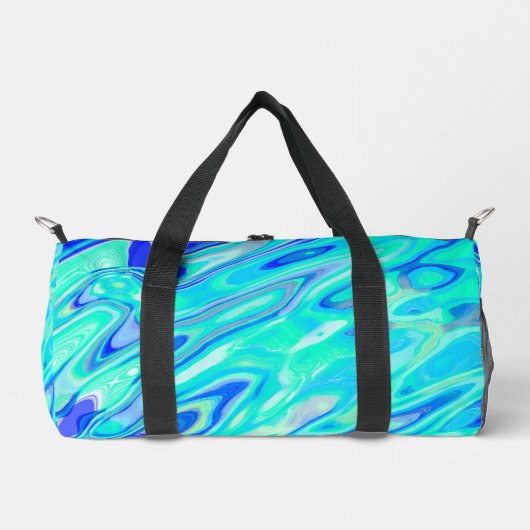 Aqua Blue Marble Textur Abstrakt Flüssig Muster Duffle Bag (Vorderseite)