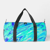 Aqua Blue Marble Textur Abstrakt Flüssig Muster Duffle Bag (Rückseite)