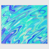 Aqua Blue Marble Textur Abstrakt Flüssig Muster Geschenkpapier (Flach)