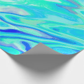 Aqua Blue Marble Textur Abstrakt Flüssig Muster Geschenkpapier (Ecke)