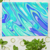 Aqua Blue Marble Textur Abstrakt Flüssig Muster Geschirrtuch (Gefaltet)