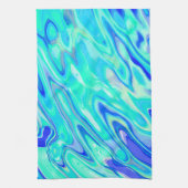 Aqua Blue Marble Textur Abstrakt Flüssig Muster Geschirrtuch (Vertikal)
