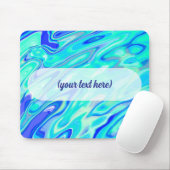 Aqua Blue Marble Textur Abstrakt Flüssig Muster Mousepad (Mit Mouse)