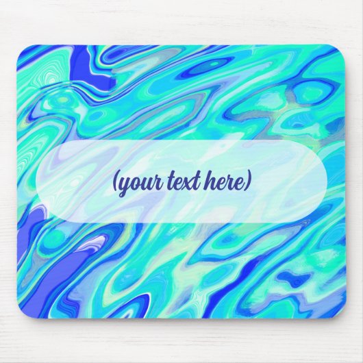 Aqua Blue Marble Textur Abstrakt Flüssig Muster Mousepad (Vorne)