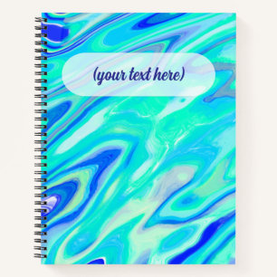 Aqua Blue Marble Textur Abstrakt Flüssig Muster Notizblock