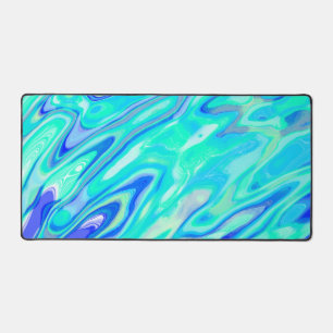 Aqua Blue Marble Textur Abstrakt Flüssig Muster Schreibtischunterlage