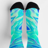 Aqua Blue Marble Textur Abstrakt Flüssig Muster Socken (Oben)