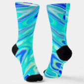 Aqua Blue Marble Textur Abstrakt Flüssig Muster Socken (Gewinkelt)