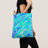 Aqua Blue Marble Textur Abstrakt Flüssig Muster Tasche (Von Nahem)