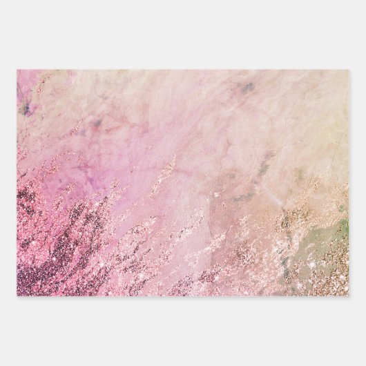 Aqua Blue Marble Textur Silver Glitzer Sea Waves Geschenkpapier Set (Vorderseite 3)