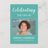 Aqua Blue Memorial Beerdigungskarte mit Foto Begleitkarte (Vorderseite)