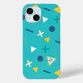 Aqua Blue Memphis Monogram Case-Mate iPhone Hülle (Rückseite)