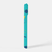 Aqua Blue Memphis Monogram iPhone 15 Hülle (Rechte Seite)
