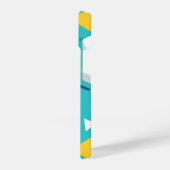 Aqua Blue Memphis Monogram iPhone Hülle (Linke Seite)