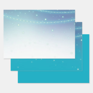 Aqua Blue Mermaid Sparkle Geschenkpapier Set