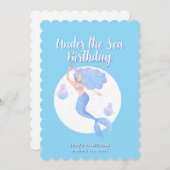 Aqua Blue Mermaid Theme Kindergeburtstag Party Einladung (Vorne/Hinten)