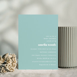 Aqua Blue Minimalistisch Moderne Niedliche Babydus Einladung
