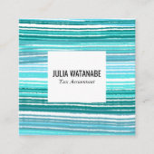 Aqua Blue Minimalistisch Stripes QR Social Media Quadratische Visitenkarte (Vorderseite)