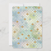 Aqua Blue Mint Gold Glitzer Mermaid Einladung (Rückseite)