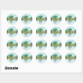 Aqua Blue Mint White Palm Trees Glitzer Traum Runder Aufkleber (Blatt)