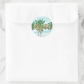 Aqua Blue Mint White Palm Trees Glitzer Traum Runder Aufkleber (Tasche)