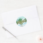 Aqua Blue Mint White Palm Trees Glitzer Traum Runder Aufkleber (Umschlag)