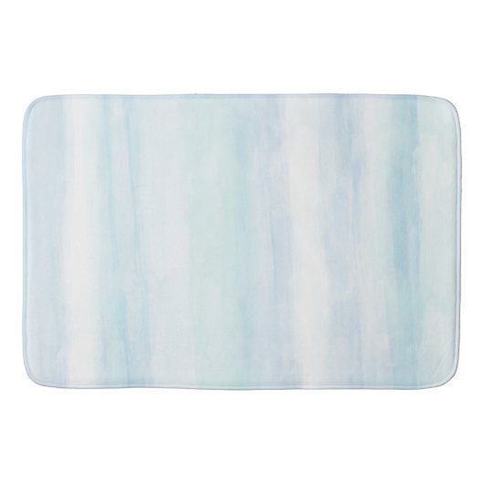 Aqua Blue Mint White Water color Streifen Badematte (Vorderseite)