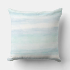 Aqua Blue Mint White Water color Streifen Kissen