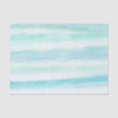 Aqua Blue Mint White Watercolor Stripes II Seidenpapier (Vorderseite)