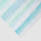 Aqua Blue Mint White Watercolor Stripes II Seidenpapier (Ausschnitt)