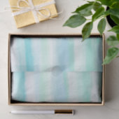 Aqua Blue Mint White Watercolor Stripes II Seidenpapier (Geschenk)