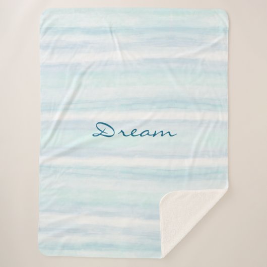 Aqua Blue Mint White Watercolor Stripes Sherpadecke (Vorderseite)