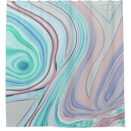 Aqua Blue Minze Green lilac lila pastellfarbener R Duschvorhang (Vorderseite)