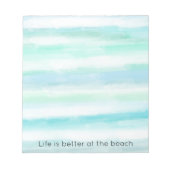 Aqua Blue Minze White Water color Streifen II Notizblock (Vorderseite)