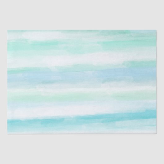 Aqua Blue Minze White Water color Streifen II Seidenpapier (Vorderseite)