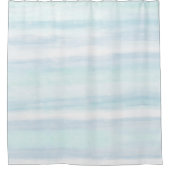 Aqua Blue Minze White Watercolor Streifen Duschvorhang (Vorderseite)