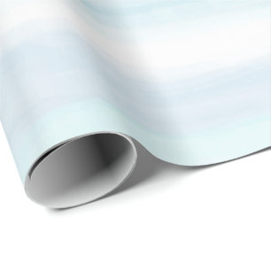 Aqua Blue Minze White Watercolor Streifen Geschenkpapier