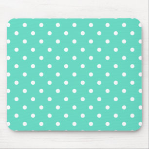 Aqua Blue mit weißen Polka-Punkten Mousepad