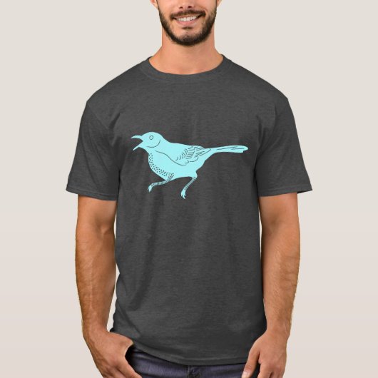 Aqua Blue Mockingbird Staat Bird Retro Graphic T-Shirt (Vorderseite)