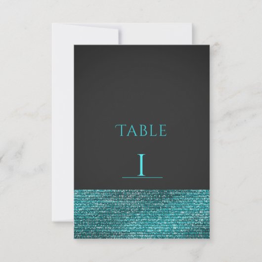 Aqua Blue Modern Glam Sequins Tischnummer Card (Vorderseite)