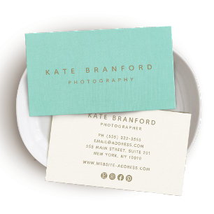 Aqua Blue Modern Minimalistisch Beruflich Visitenkarte