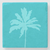 Aqua Blue Modern Tropical Palm Tree Summer Zuhause Steinuntersetzer (Vorderseite)