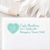Aqua Blue Monogram Custom Return Address Label (Insitu)