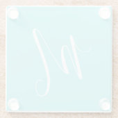 Aqua Blue Monogram Initial Glasuntersetzer (Rückseite)