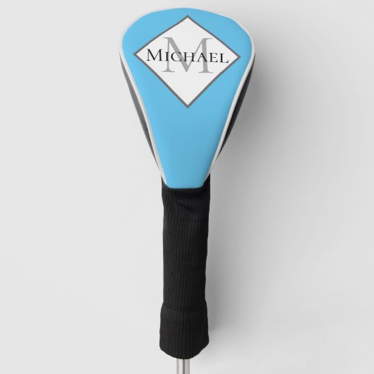 Aqua Blue Monogram Script Name Personalisiert Wome Golf Headcover (Vorderseite)