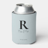 Aqua Blue Monogram Wedding Dosenkühler (Kanne Vorderseite)
