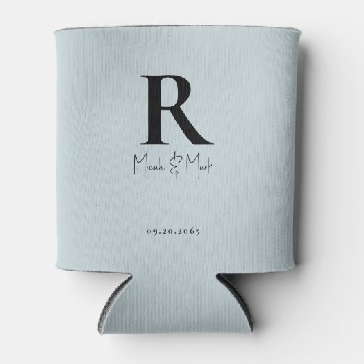 Aqua Blue Monogram Wedding Dosenkühler (Vorderseite)