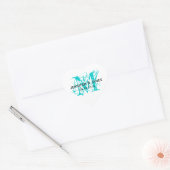 Aqua Blue Monogram Wedding Stickers Heart Shape (Umschlag)
