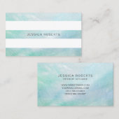 Aqua Blue Mother Pearl Stripes Pattern Visitenkarte (Vorne/Hinten)