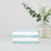 Aqua Blue Mother Pearl Stripes Pattern Visitenkarte (Stehend Vorderseite)